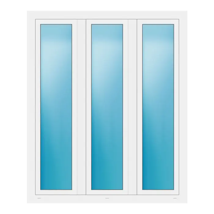 Dreiflügeliges Fenster 150x180 cm Weiß