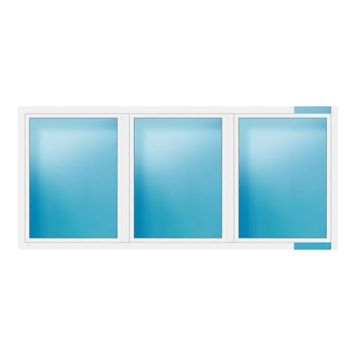 Dreiflügeliges Fenster 348x156 cm Weiß
