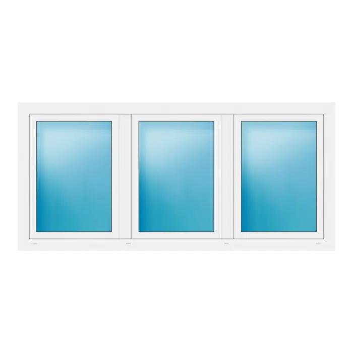 Dreiflügeliges Fenster 214x100 cm Weiß