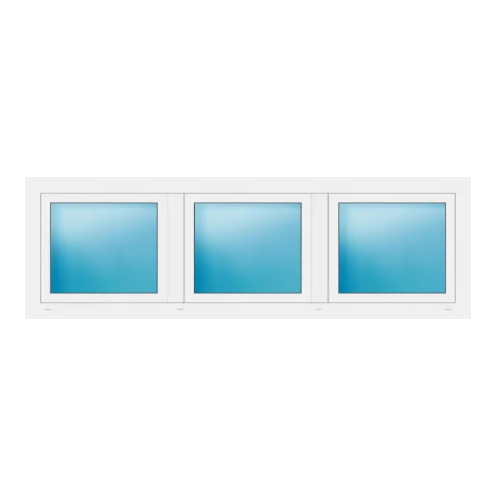 Dreiflügeliges Fenster 220x70 cm Weiß