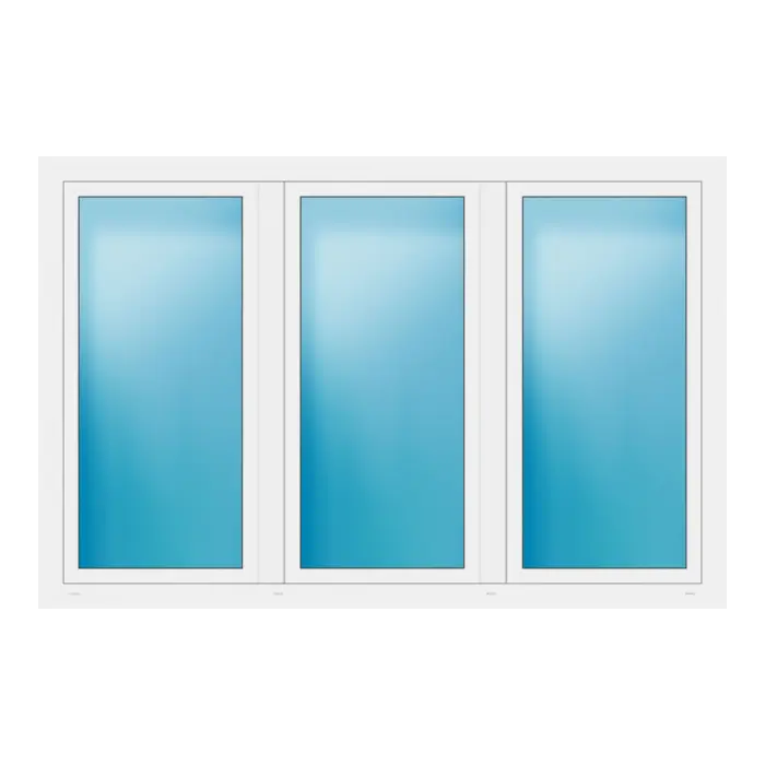 Dreiflügeliges Fenster 216x142 cm Weiß