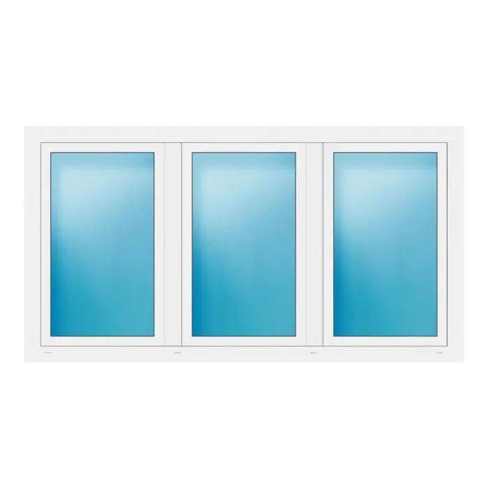 Dreiflügeliges Fenster 212x114 cm Weiß