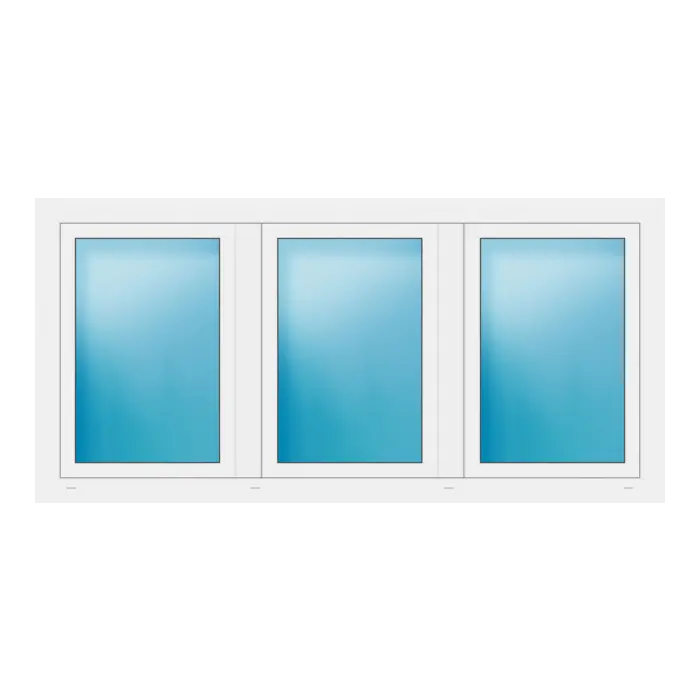 Dreiflügeliges Fenster 198x96 cm Weiß