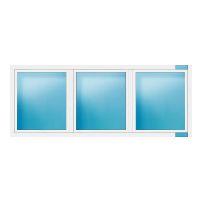 Dreiflügeliges Fenster 330x130 cm Weiß