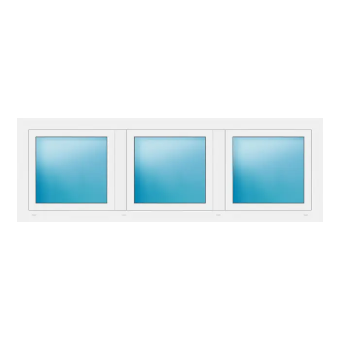 Dreiflügeliges Fenster 206x70 cm Weiß
