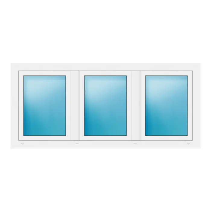 Dreiflügeliges Fenster 186x84 cm Weiß