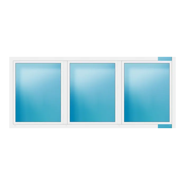 Dreiflügeliges Fenster 336x144 cm Weiß