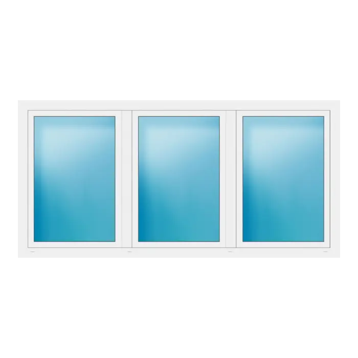 Dreiflügeliges Fenster 254x124 cm Weiß