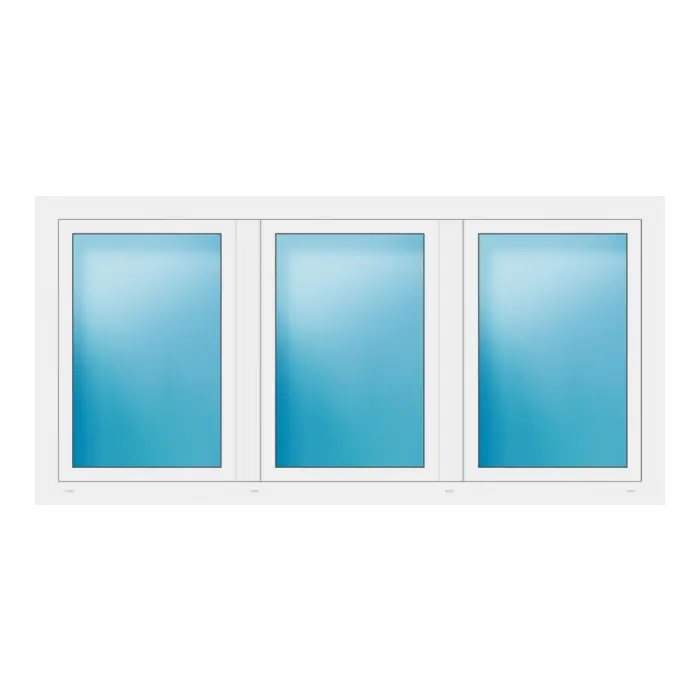 Dreiflügeliges Fenster 212x104 cm Weiß