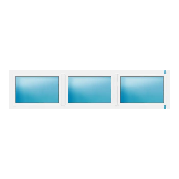 Dreiflügeliges Fenster 312x76 cm Weiß