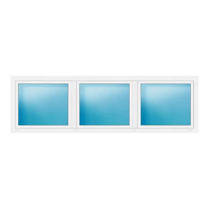 Dreiflügeliges Fenster 302x92 cm Weiß