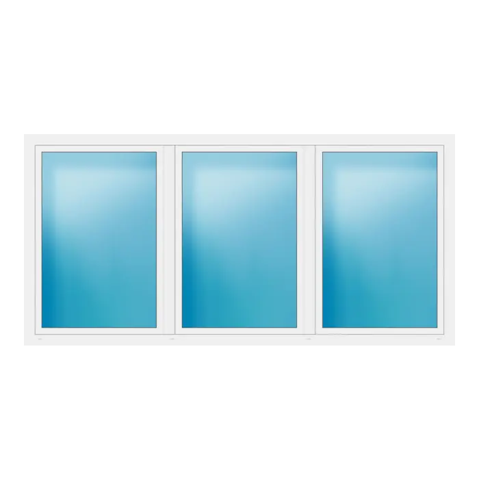 Dreiflügeliges Fenster 306x150 cm Weiß