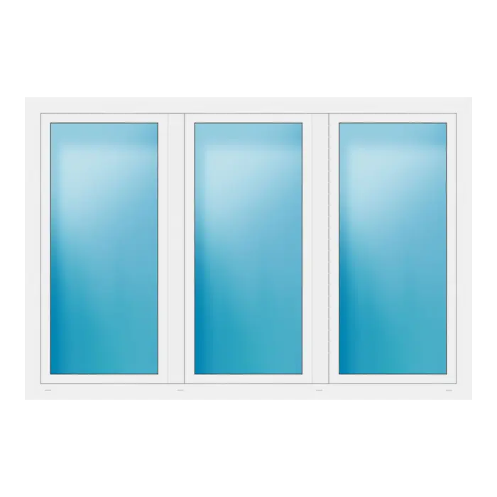 Dreiflügeliges Fenster 222x150 cm Weiß