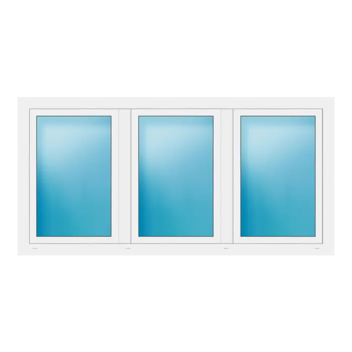 Dreiflügeliges Fenster 212x106 cm Weiß