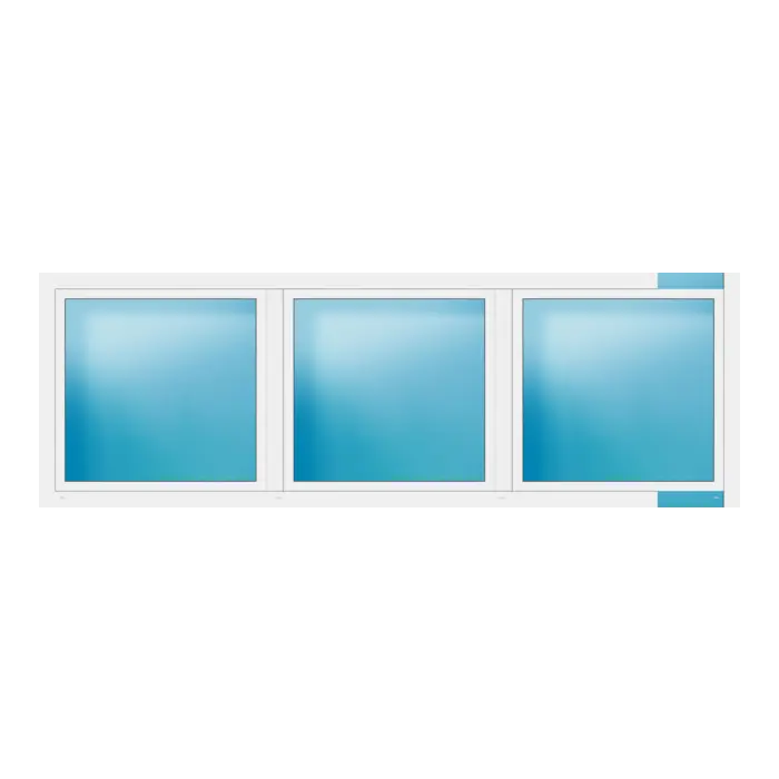 Dreiflügeliges Fenster 340x114 cm Weiß