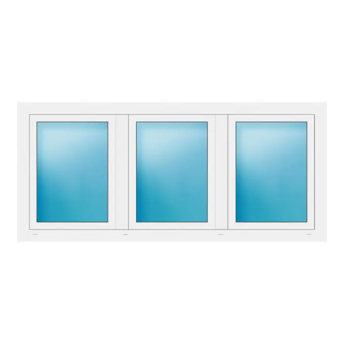 Dreiflügeliges Fenster 200x90 cm Weiß
