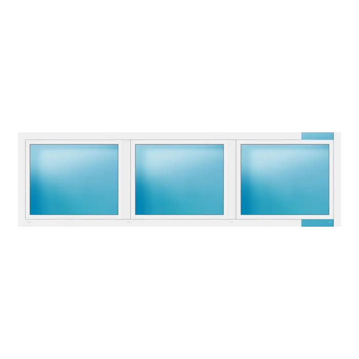 Dreiflügeliges Fenster 342x100 cm Weiß