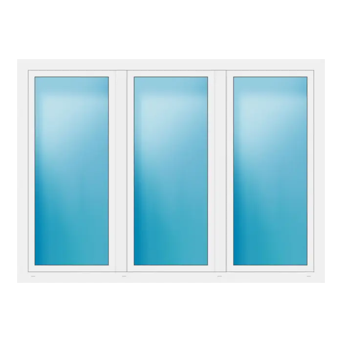 Dreiflügeliges Fenster 220x160 cm Weiß