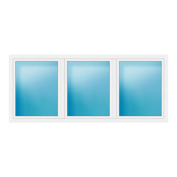 Dreiflügeliges Fenster 304x130 cm Weiß