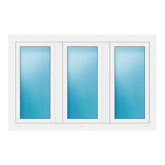 Dreiflügeliges Fenster 158x102 cm Weiß