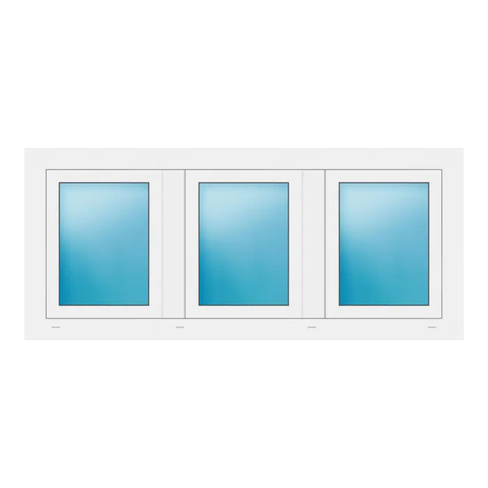 Dreiflügeliges Fenster 160x70 cm Weiß