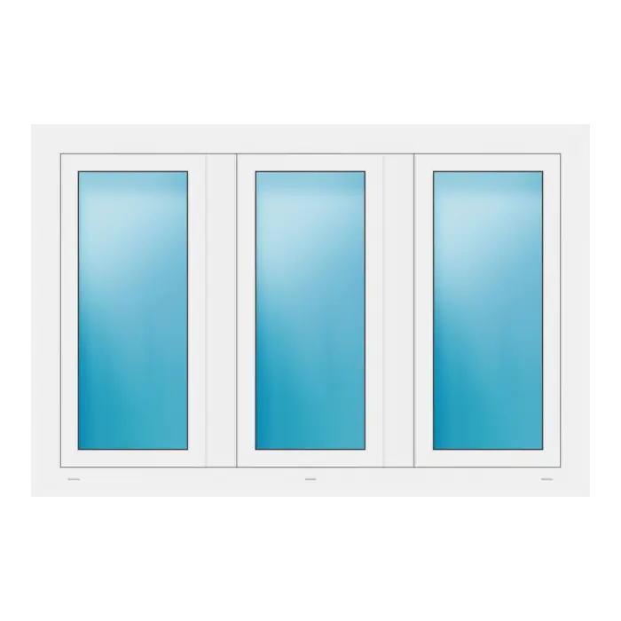 Dreiflügeliges Fenster 150x100 cm Weiß