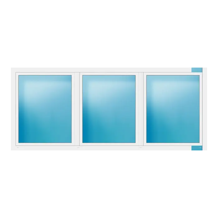 Dreiflügeliges Fenster 326x137,5 cm Weiß