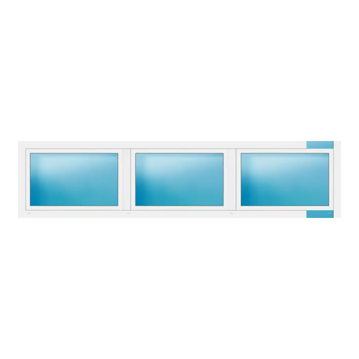 Dreiflügeliges Fenster 336x80 cm Weiß