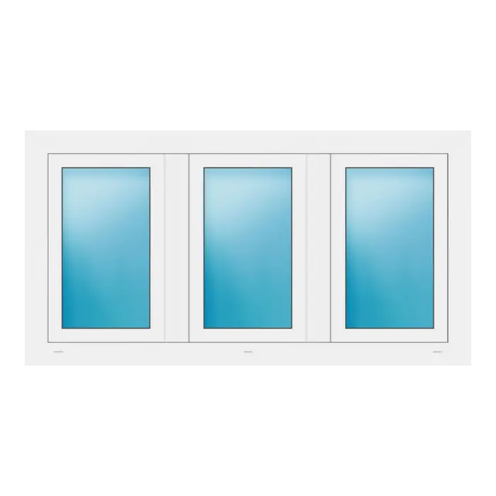 Dreiflügeliges Fenster 152x80 cm Weiß