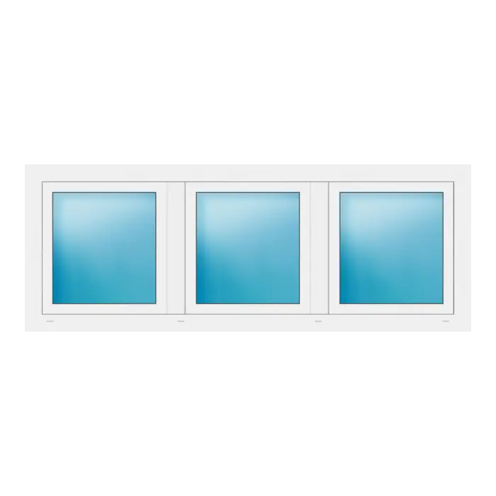 Dreiflügeliges Fenster 203x76 cm Weiß