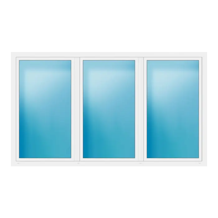 Dreiflügeliges Fenster 302x176 cm Weiß