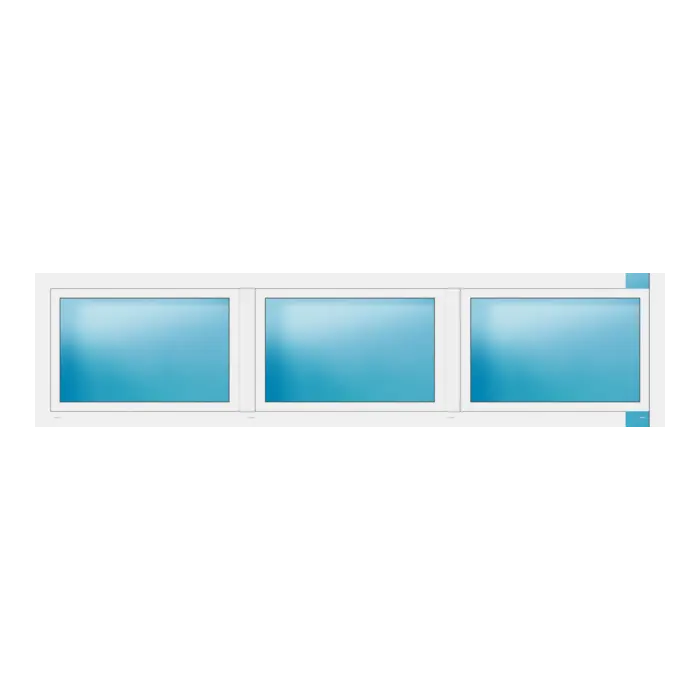 Dreiflügeliges Fenster 320x78 cm Weiß