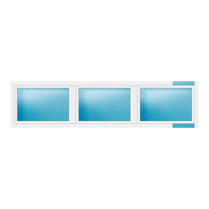 Dreiflügeliges Fenster 348x86 cm Weiß