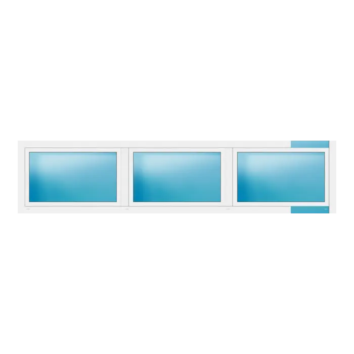 Dreiflügeliges Fenster 350x80 cm Weiß