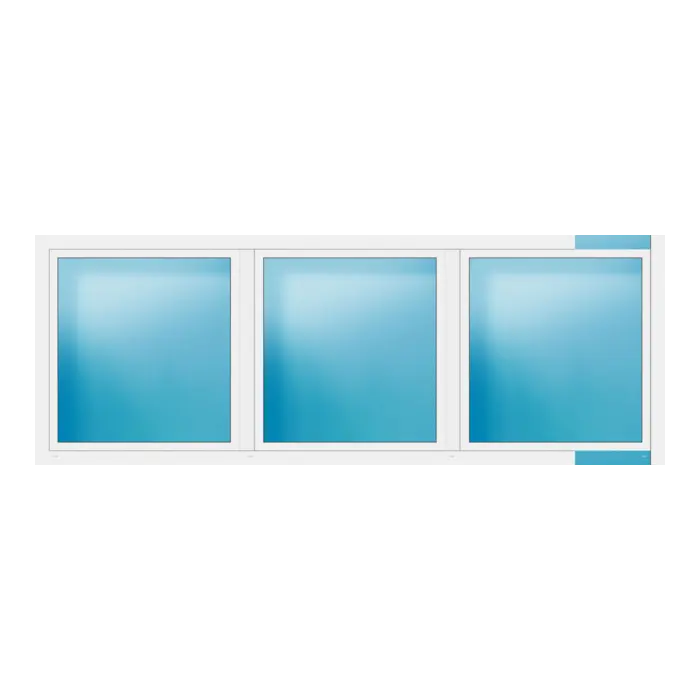 Dreiflügeliges Fenster 350x128 cm Weiß