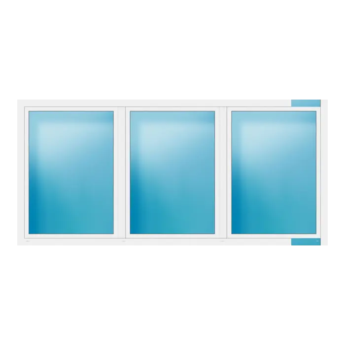 Dreiflügeliges Fenster 340x160 cm Weiß