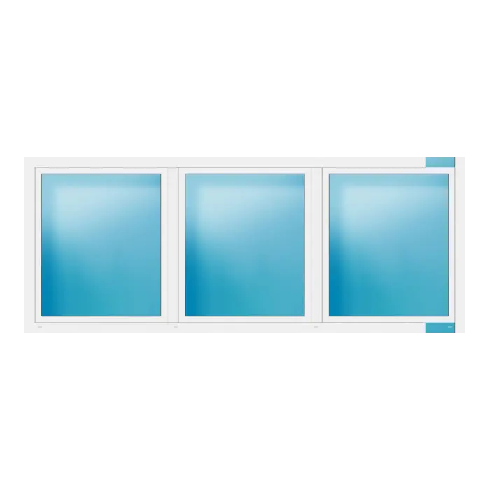 Dreiflügeliges Fenster 330x132 cm Weiß