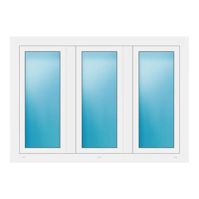 Dreiflügeliges Fenster 150x106 cm Weiß