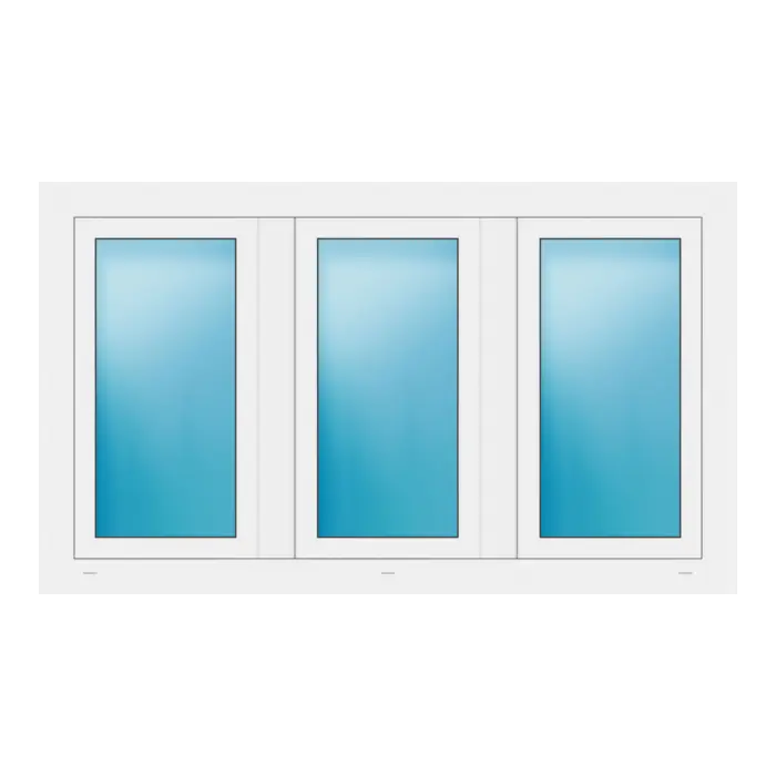 Dreiflügeliges Fenster 156x92 cm Weiß