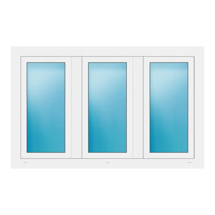 Dreiflügeliges Fenster 152x96 cm Weiß