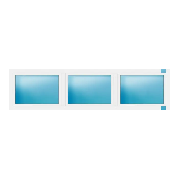 Dreiflügeliges Fenster 318x82 cm Weiß