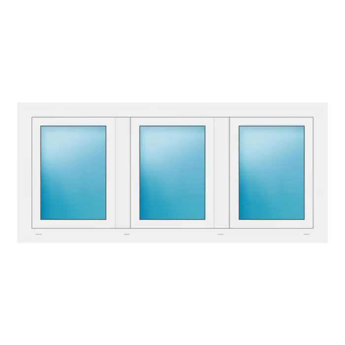 Dreiflügeliges Fenster 168x76 cm Weiß